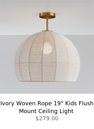 Ivory Woven Rope Large Sphere Flush Mount Ceiling Light $149.99 